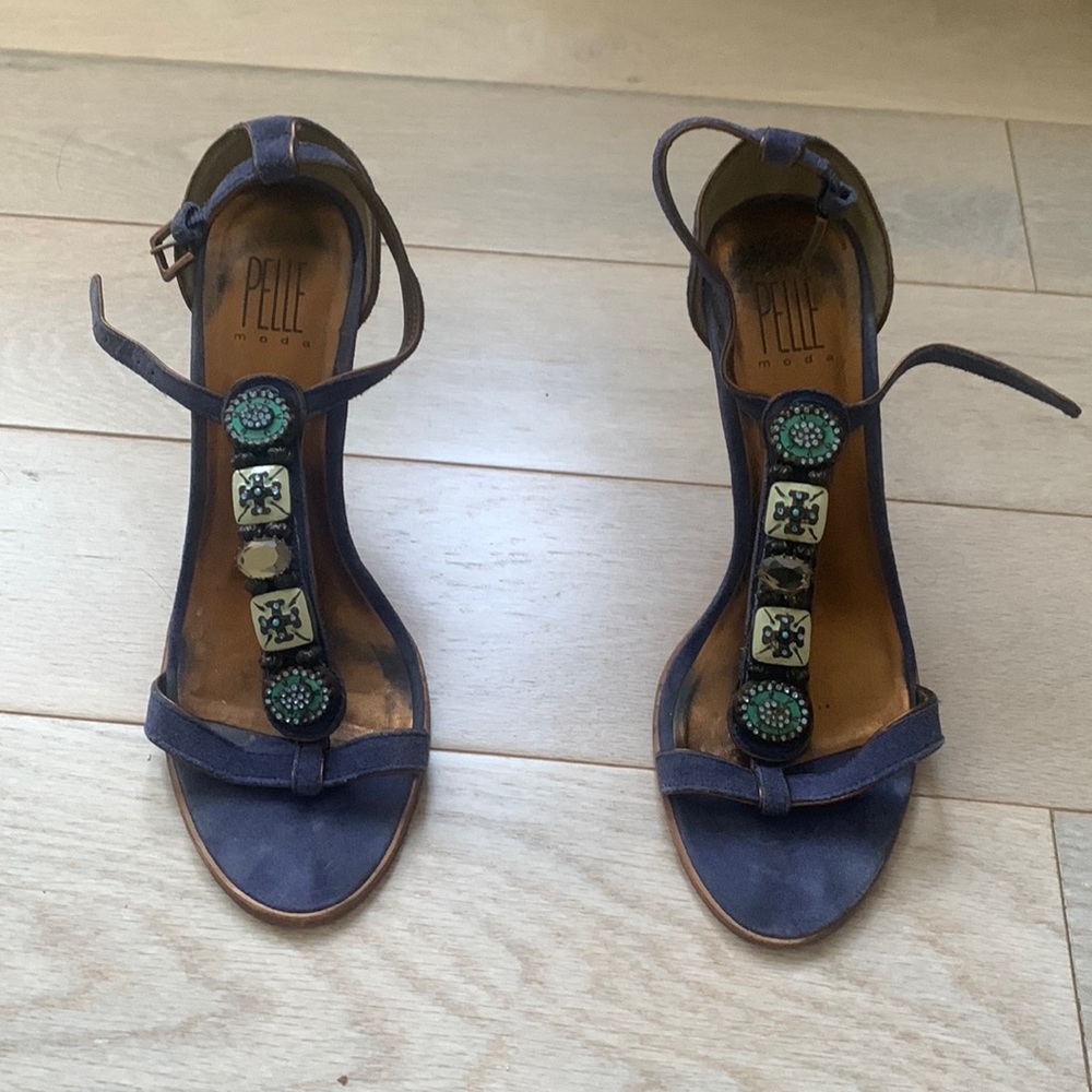 Pelle Moda Embellished Suede Sandals